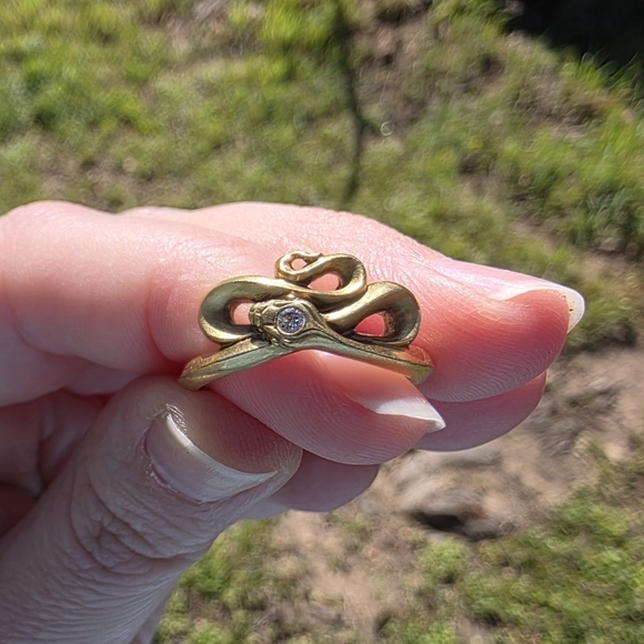 18k Gold Diamond Python Snake Ring - Picture 1 of 8